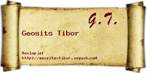 Geosits Tibor névjegykártya